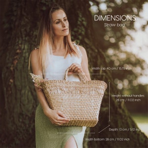 Lightweight straw bag, handmade wicker basket, the perfect bag on the shopping and market, summer beach bag and picnic wicker, straw basket, image 10