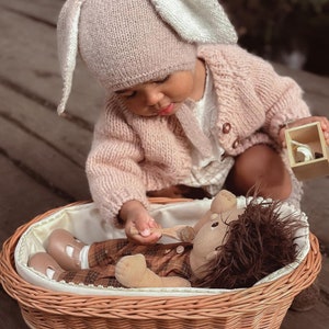 Natural Wicker Cradle with bedding For Girl, wicker & beech wood doll's Cradle Crib Eco-Friendly, Natural Material, Perfect Gift for girls. image 2