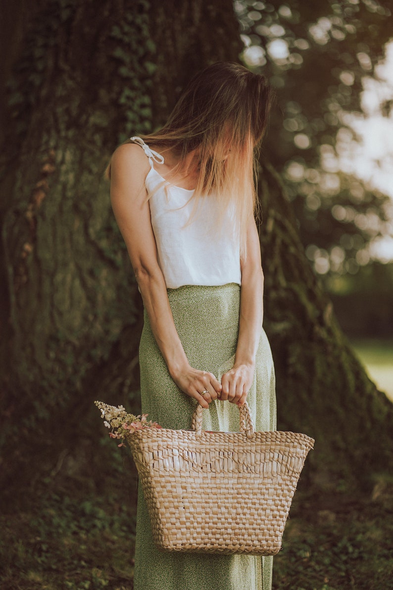 Lightweight straw bag, handmade wicker basket, the perfect bag on the shopping and market, summer beach bag and picnic wicker, straw basket, image 9