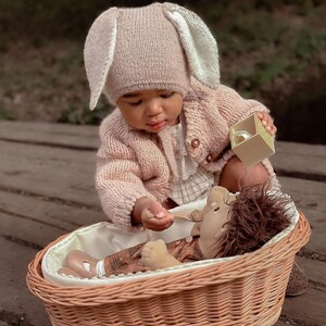 Natural Wicker Cradle with bedding For Girl, wicker & beech wood doll's Cradle Crib Eco-Friendly, Natural Material, Perfect Gift for girls. image 3