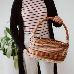 Kosz na zakupy z naturalnej wikliny, Naturalny kolor wikliny, Produkt ekologiczny, idealny prezent dla mamy, produkt ekologiczny