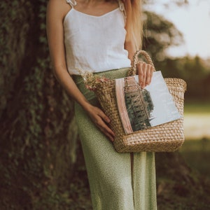 Lightweight straw bag, handmade wicker basket, the perfect bag on the shopping and market, summer beach bag and picnic wicker, straw basket, image 8