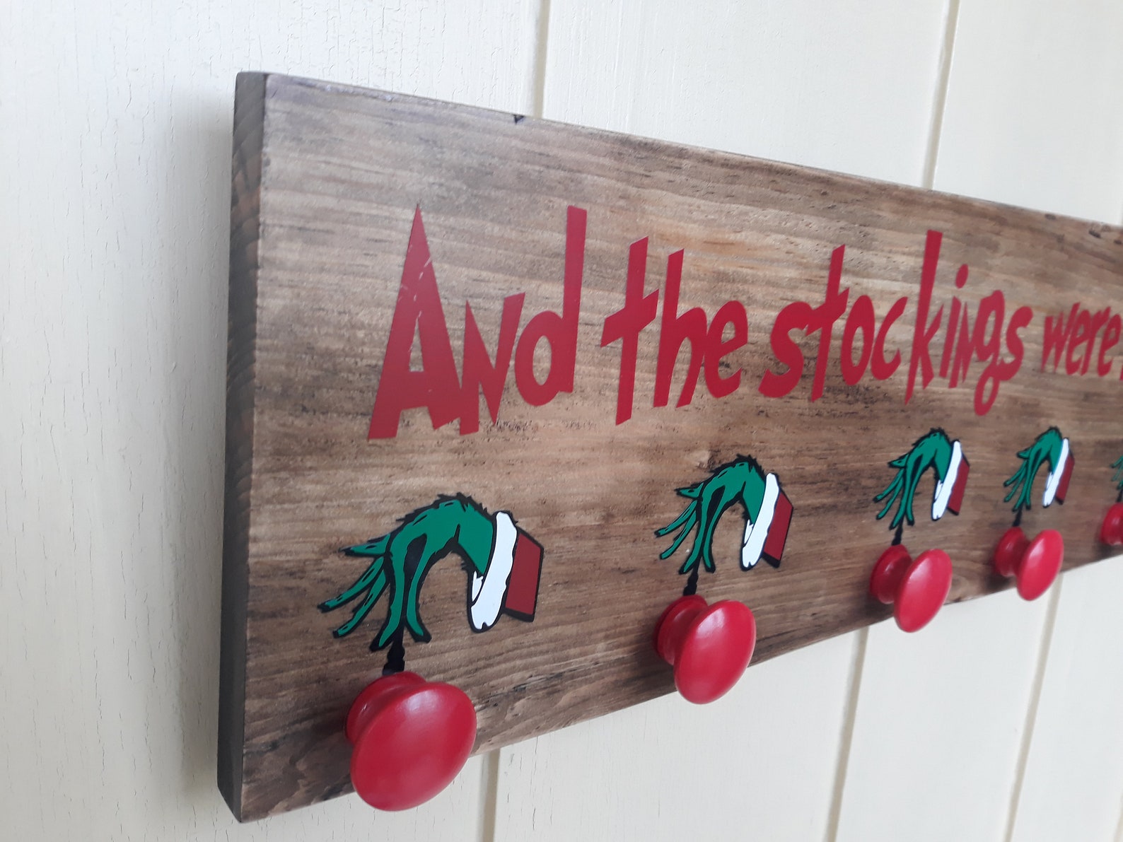 The Grinch Stocking Holder Wall Mounted Stocking Holder Etsy