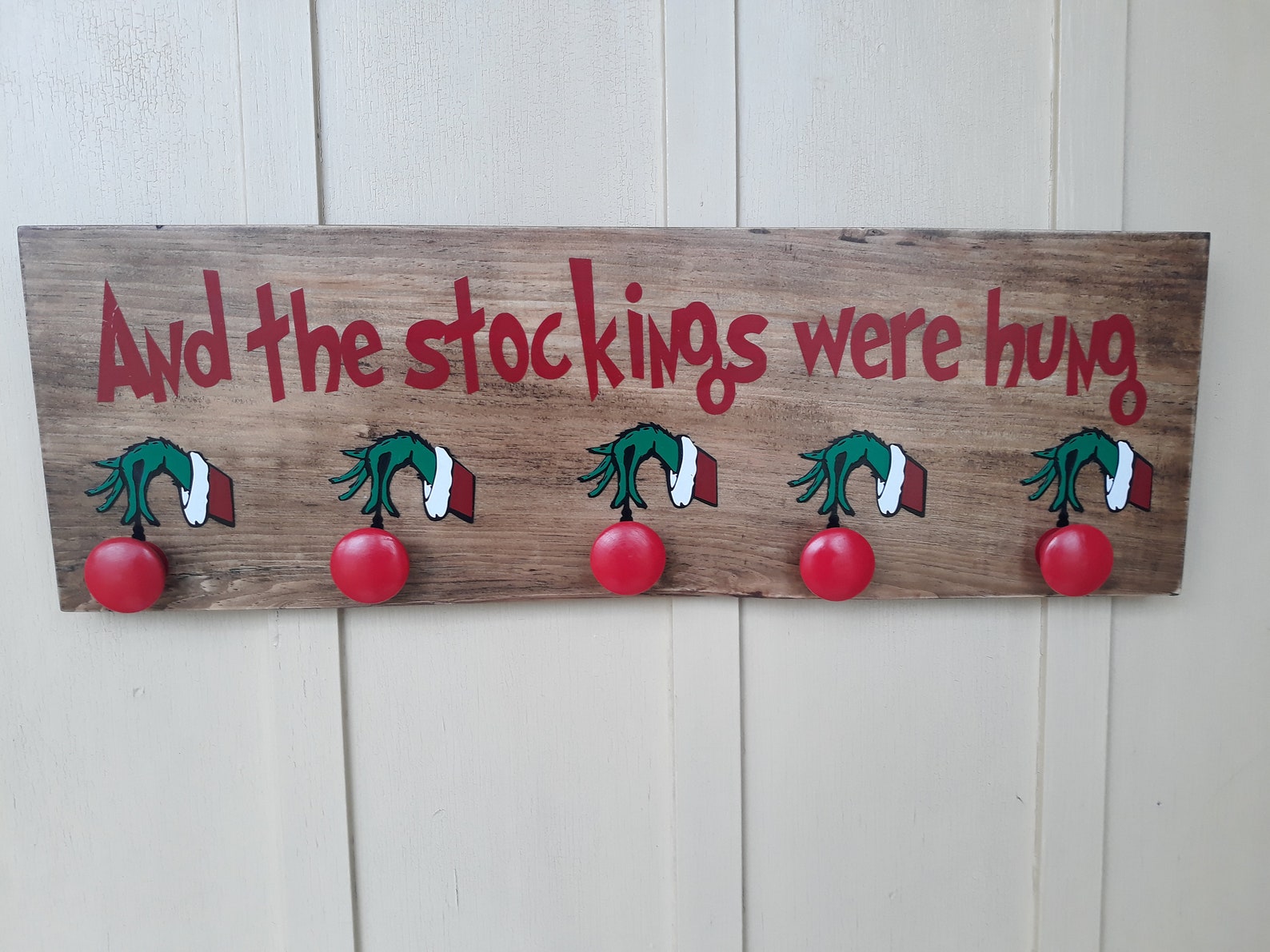 The Grinch Stocking Holder Wall Mounted Stocking Holder Etsy