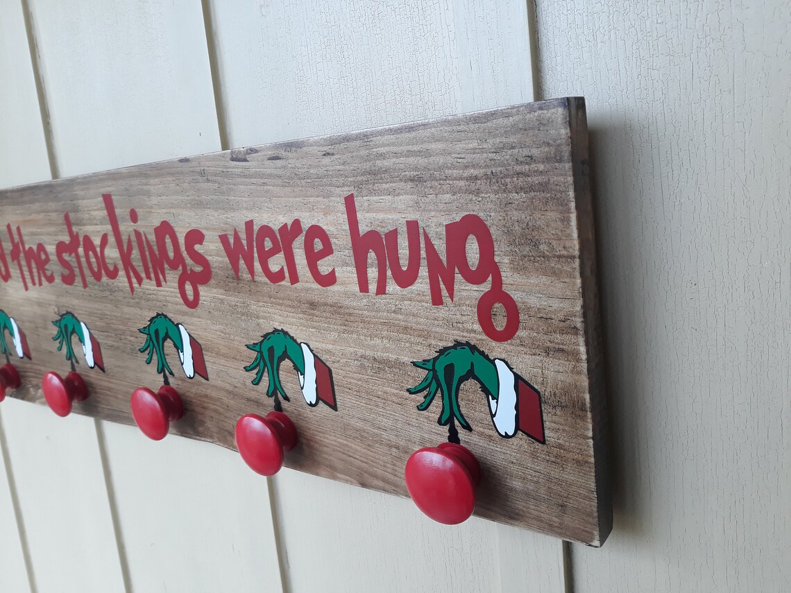 The Grinch Stocking Holder Wall Mounted Stocking Holder Etsy