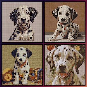 Set of 4 Dalmatian Puppies Cross Stitch Pattern | Animals Cross Stitch | Dogs Cross Stitch | Puppies Cross Stitch