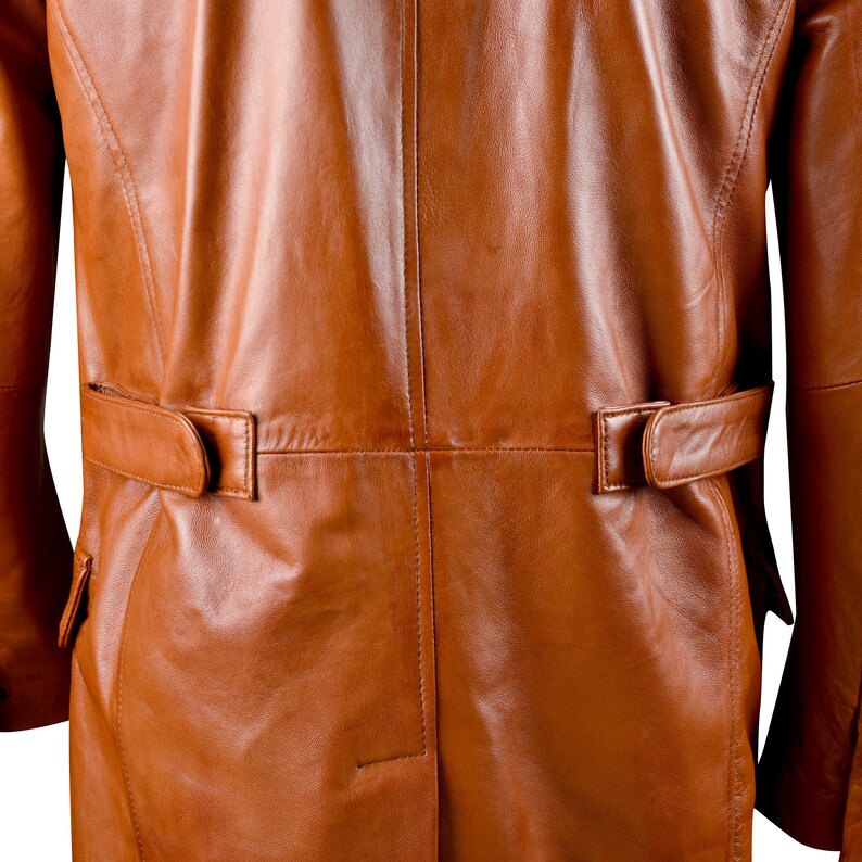 Mens Long Leather Coat Leather Trench Coat Men Genuine Etsy