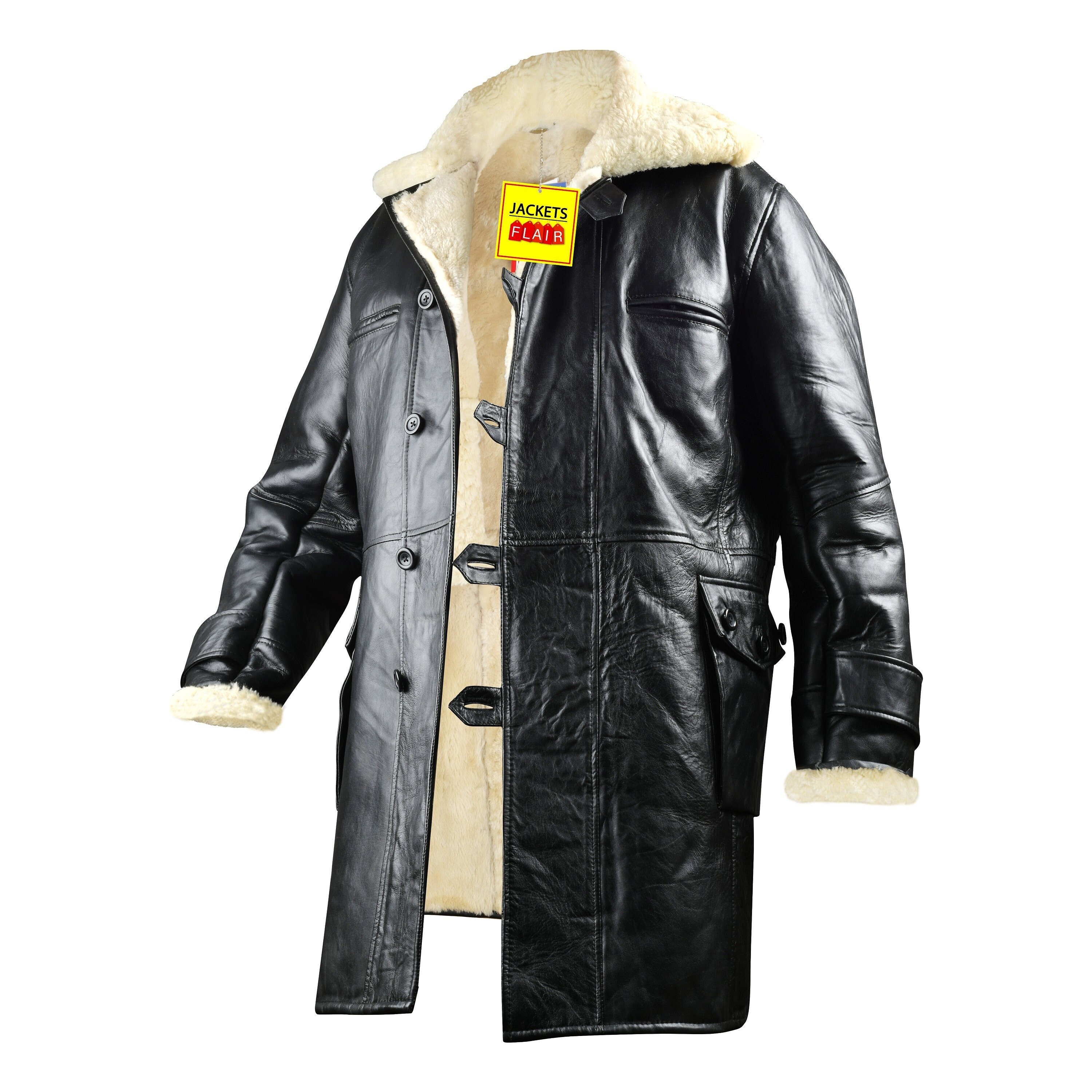 vintage black shearling coat