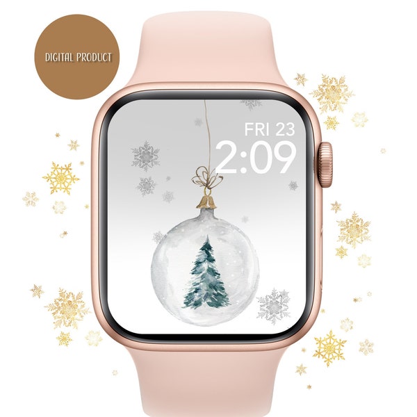 Christmas Apple Watch Wallpaper - Winter Apple Watch background - Fitbit wallpaper - Snowy watch wallpaper background - Winter watercolor