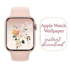 Apple Watch Wallpaper - Fitbit smart watch background - Boho Watercolor Floral Apple Watch background - Instant download - Smart watch face