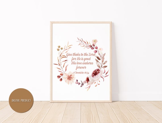 Give Thanks to the Lord Printable Bible Verse Fall Art - Etsy