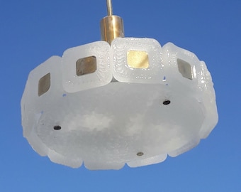 Lampadario in vetro ICE originale anni '70, 6 luci, lampada iconica, anni '70