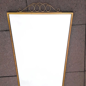 50s wall mirror &quot;MUNICH DECORATIVE MIRROR&quot; brass 80 cm 1950s