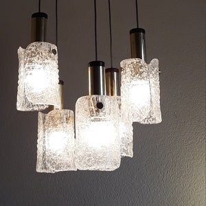 70s ice glass vintage ceiling lamp cascade lamp ice glass pendant lamp 70s