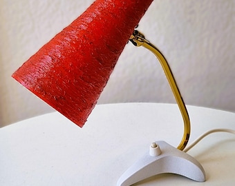 1950s Vintage Crow's Foot Table Lamp "Cosack Lighting" Red-White Vintage 50s