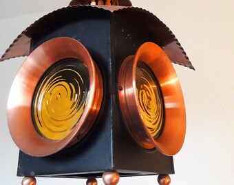 80s Deckenlampe Kupfer , 1980er Vintage, Pendellampe 80er