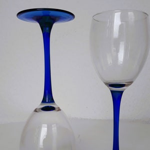 France Luminarc Wine Glasses Set of 2 Blue Stem 20 cm Glass Vintage