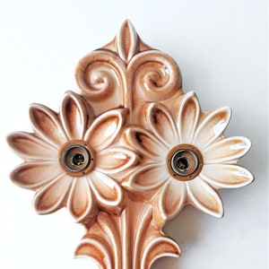 70s vintage 2 flame wall lamp 37 cm ceramic lamp &quot;Lily&quot; 1970s