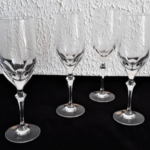 60s Champagne Glass Champagne Glass Set di 4 Nachtmann Lead Crystal Glass 60s