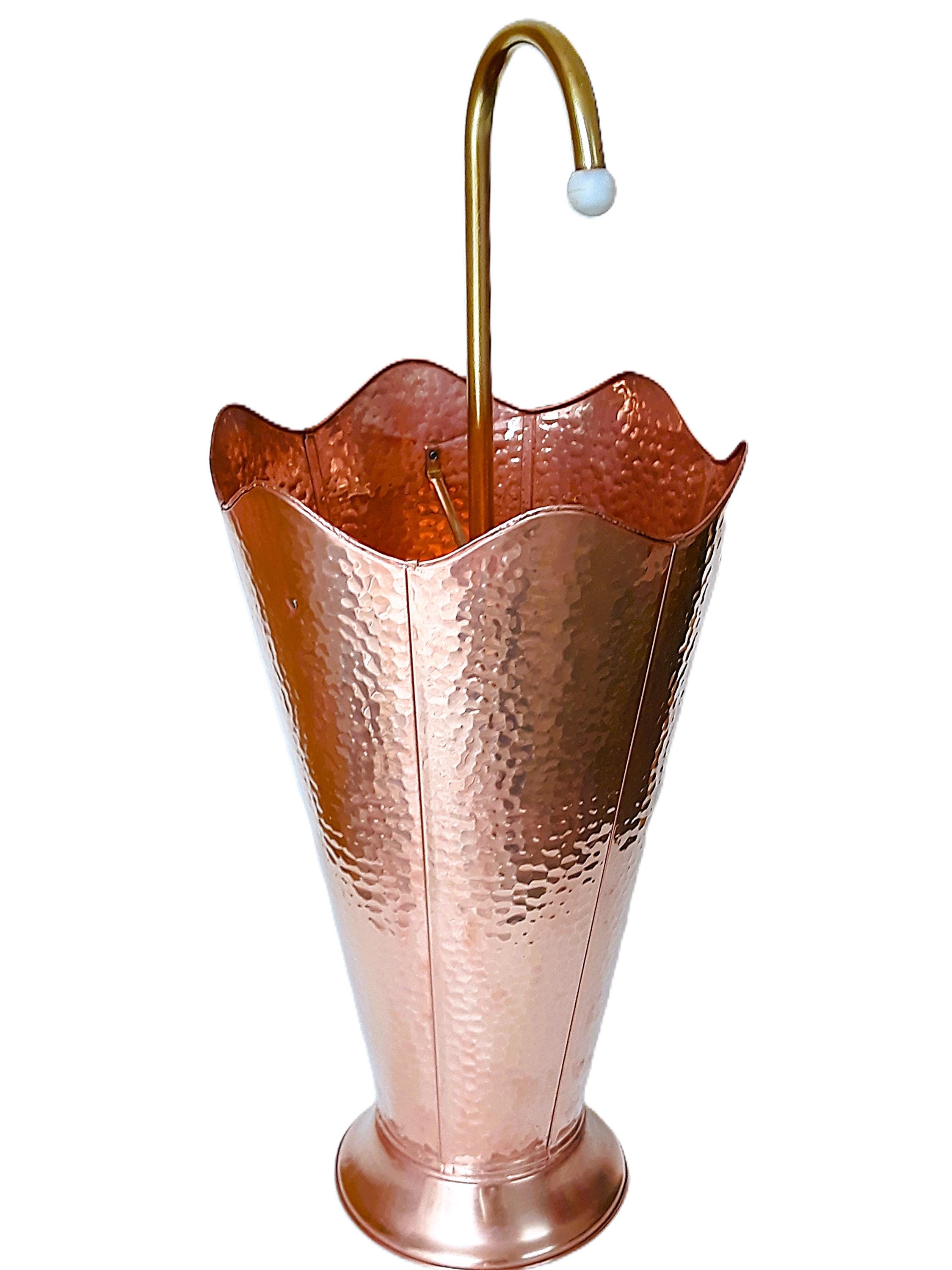 1950s Antique Copper Umbrella Stand, Vintage, Hammered Finish