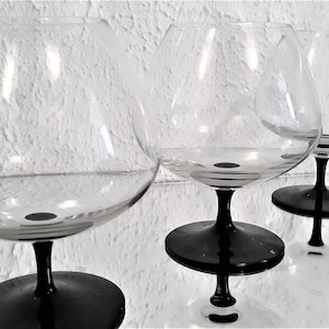 France Cognac snifter large glasses set of 3 black stem cognac glass vintage
