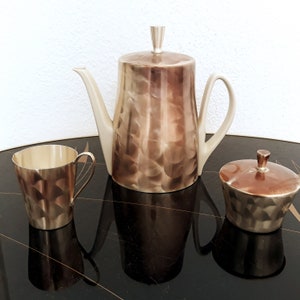 50s 3-piece coffee service jug milk jug sugar bowl "HKE" 60s