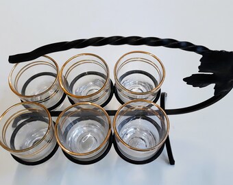 50年代 6個入りショットグラス メタルスタンド付き ヴィンテージ 60