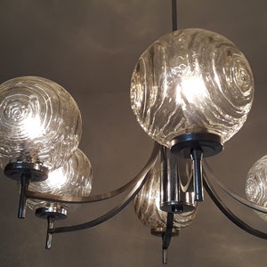 70s lamp ceiling lamp glass 6 flames pendant light original vintage 70s
