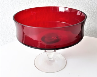 70s France bowl decoration glass cup ruby red vintage