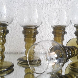 50s wine glass 5 x Romans, historicism engraved 0.1l Theresienthal 60s