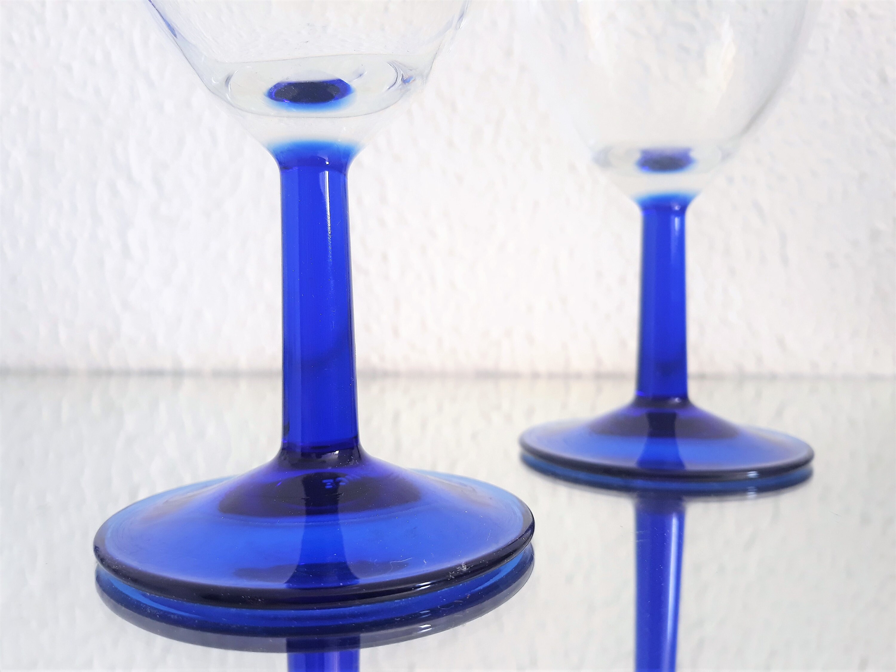 France Luminarc ARC Wine Glasses Glasses Set of 2 Blue Stem Etsy