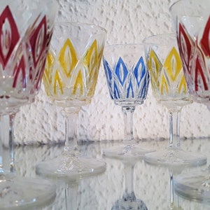 France 50s French Liqueur / Brandy / Glasses Set of 5 / Glass Vintage 60s
