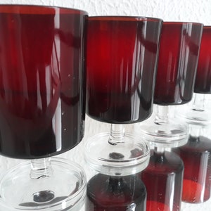 70s France wine glass set of 4 Wine Glass ruby red vintage