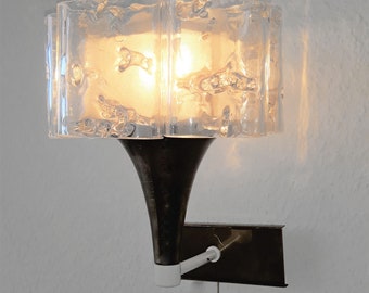 50s Doria wall lamp, ice glass, mid century wall lamp glass, wall light, lamp, vintage 60s