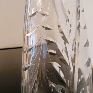 70s Vintage Lead Crystal Hand Cut Heavy Glass Vase 1970s