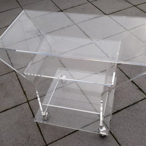 80s Plexiglass side table rolling table acrylic coffee table table VINTAGE 80s