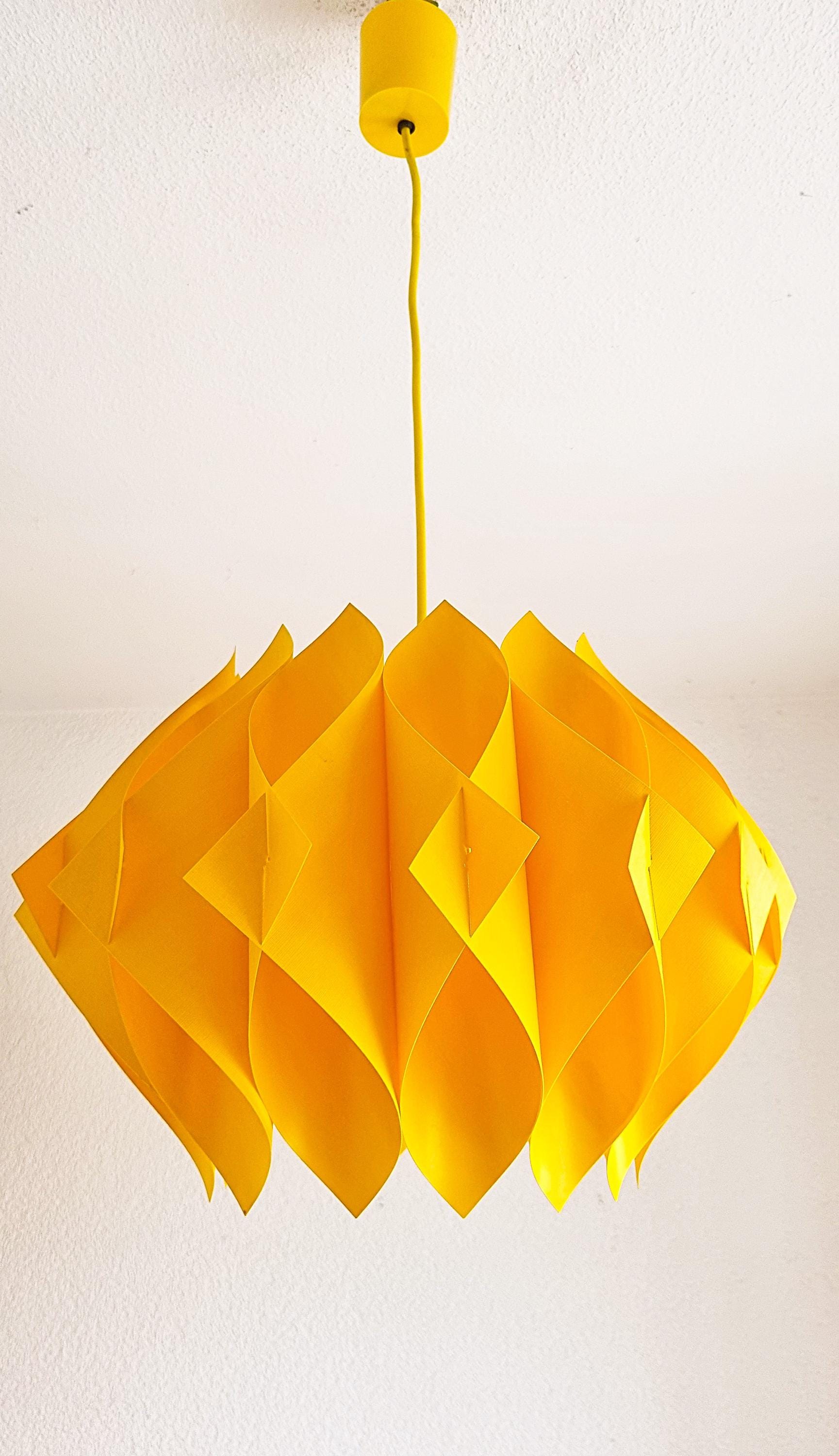 70s ZICOLI Ceiling Lamp Pendant Light Yellow Plastic Retro 70s - Etsy