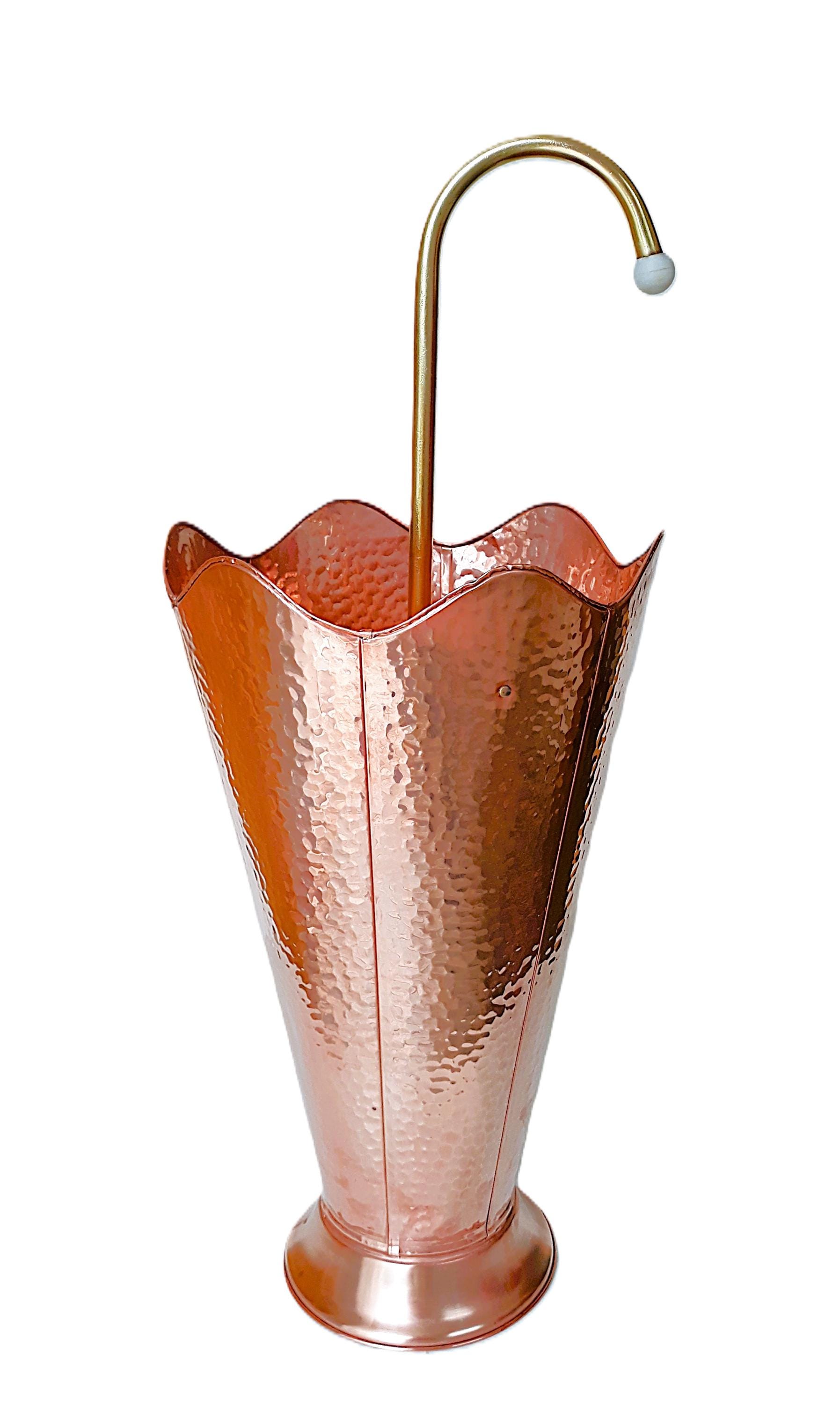 1950s Antique Copper Umbrella Stand, Vintage, Hammered Finish