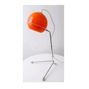 70s Tripod Italian Lamp Cult Orange Table Lamp Chrome Glass Italy 80s