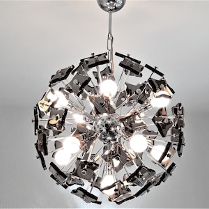 70s Italy Sputnik pendant light Cult Chrome Vintage Loft 11 light points Chrome lamp 70s