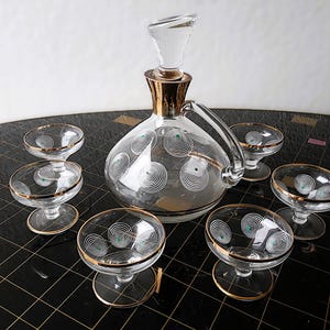 50s Liqueur / Carafe / Glass Bowl Set of 8 Vintage 60s