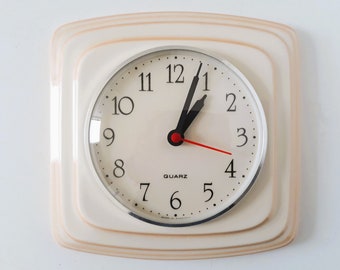 60s Küchenuhr Wanduhr Keramik Quarz Uhr Clock 60er Jahre