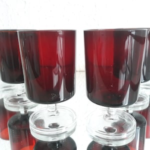 70s France Wine Glass Set of 6 Wine Glass Ruby Red Vintage