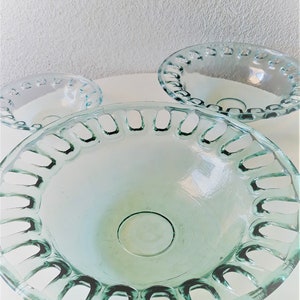 90s Spain Glass Bowl Bowl Set Set 3pcs 40/30/20cm Diameter Glass Vintage 90s