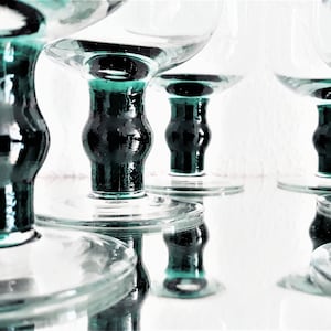 80s France Wine Glasses Set: 6pcs Heavy Glass Wine Glass Vintage 80s