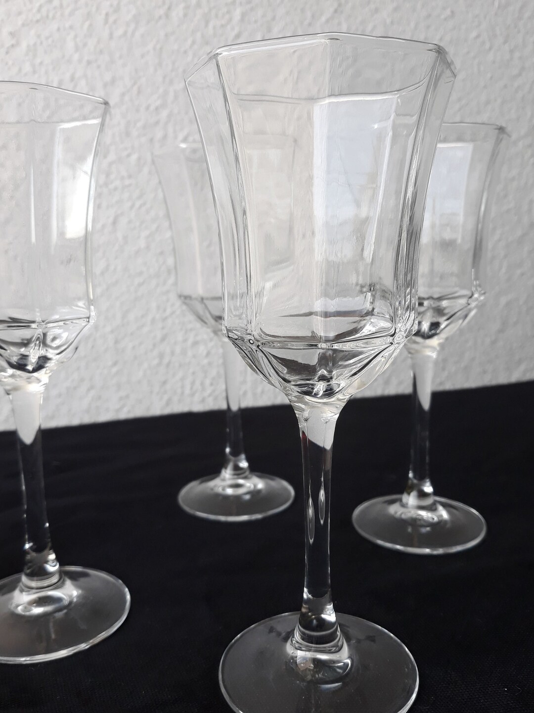 80s France Luminarc Wine Glasses Set of 4 18 Cm Octagon Etsy