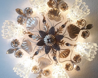 80er Lampe ART Italien Deckenlampe 6 flammig Glas++70cm Durchmesser