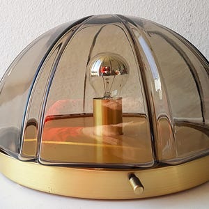 70s PEILL & PUTZLER wall lamp smoked glass 35 cm lamp ceiling lamp VINTAGE