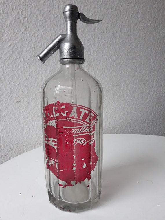 VINTAGE alte Sodaflasche Siphon Glas um 1930-1940er Jahre No.1