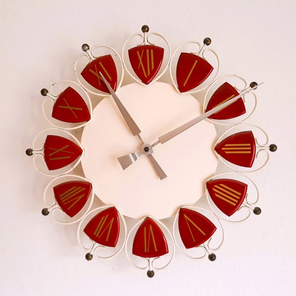 60s" Wanduhr Vintage Clock Retro Uhr "elektrisch" Made in Germany 60er